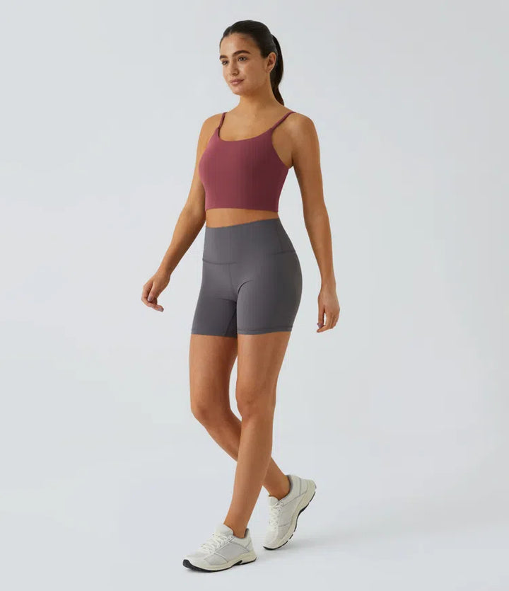 Basic Padded Workout Cropped Low Support Tank Top A-D Cups