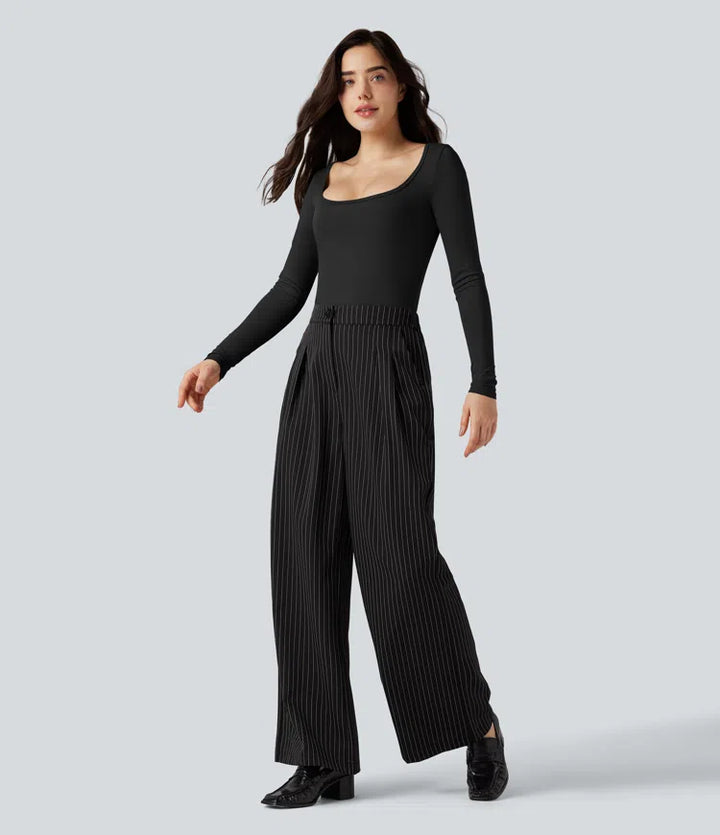 SoftlyZero Airy Scoop Neck Long Sleeve Work T-Shirt
