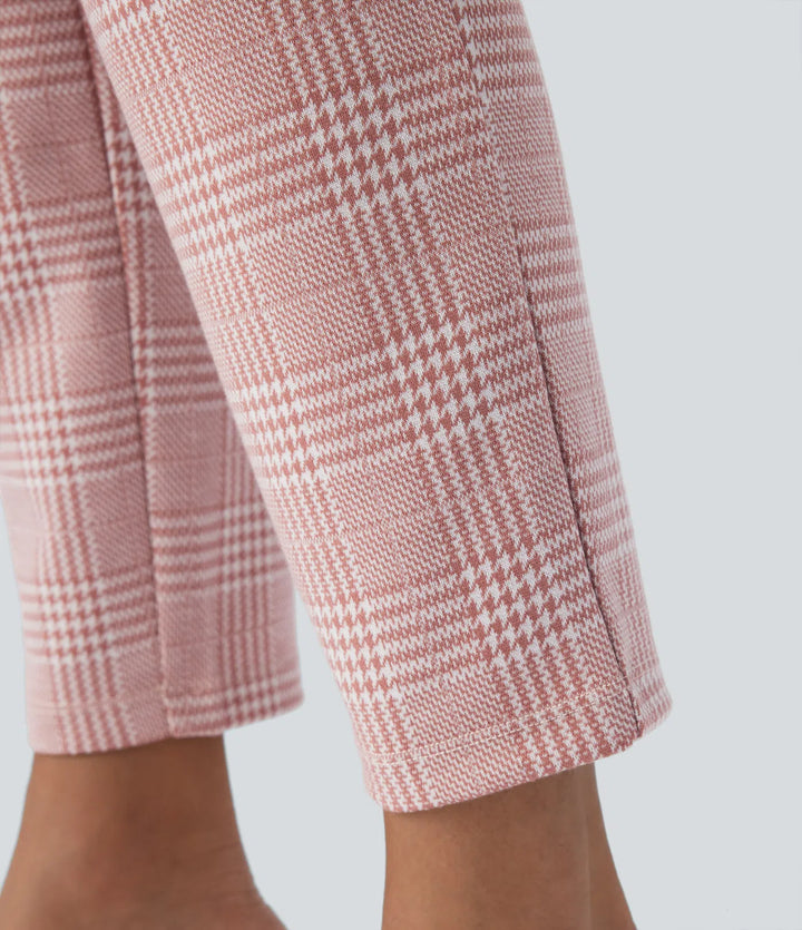Halara Flex High Waisted Pocket Houndstooth Plaid Skinny Work Pants