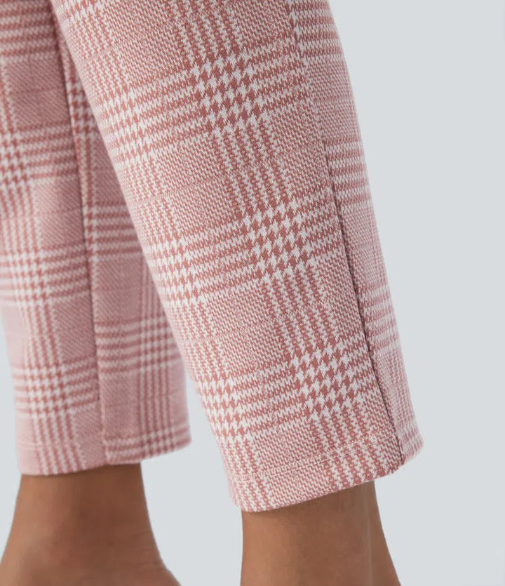 Halara Flex High Waisted Pocket Houndstooth Plaid Skinny Work Pants