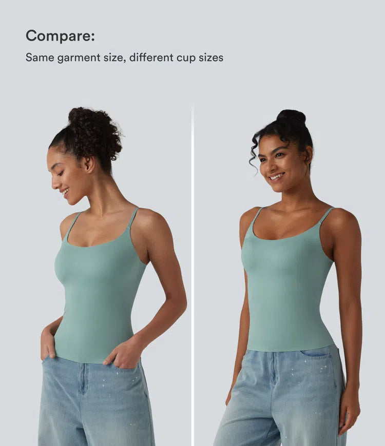 Scoop Neck Built-in Bra Casual Tank Top B-E Cups