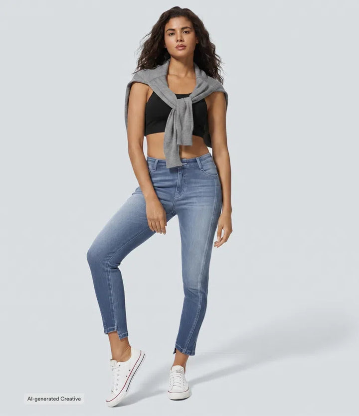 Halara Flex Mid Low Rise Zipper Pockets Casual Skinny Jeans