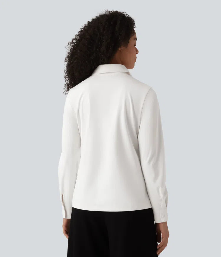 Wrinkle Recovery Collar Long Sleeve Quick Dry Work Shirt