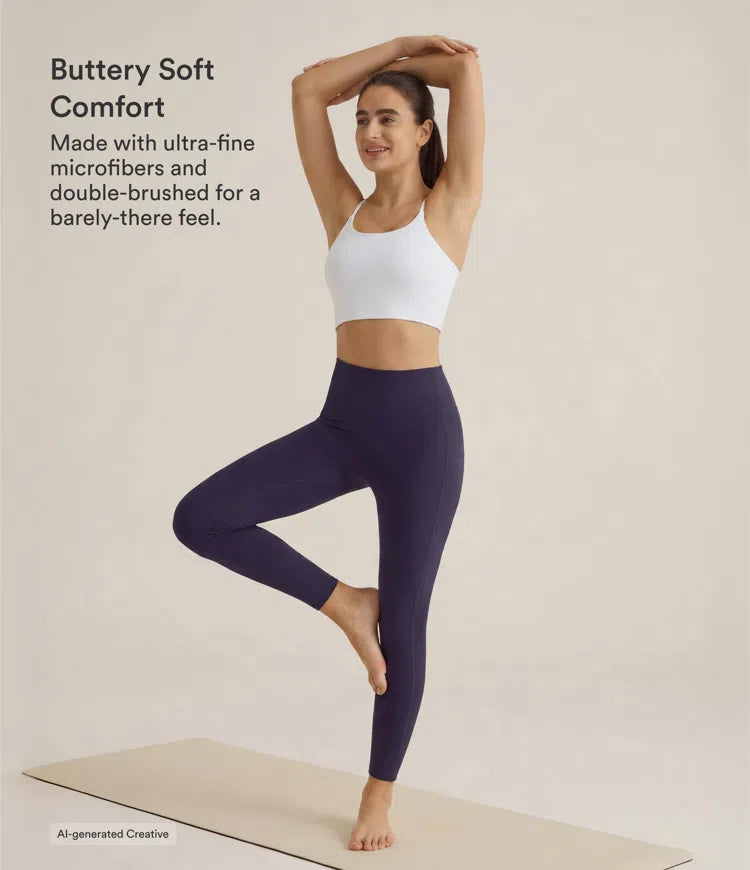 SoftlyZero High Waisted Double Pockets Plain Leggings