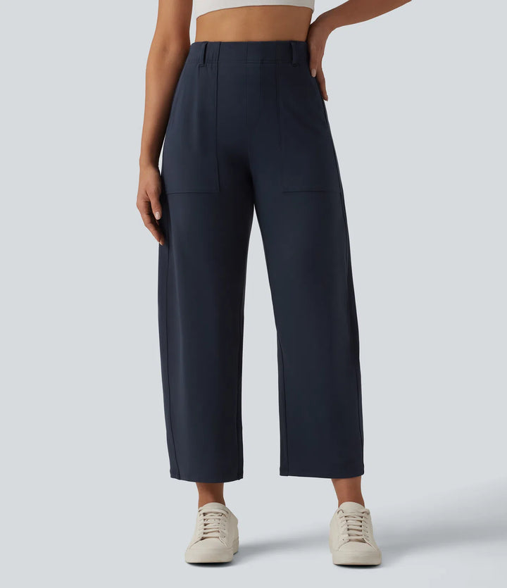 DayStretch High Waisted Barrel Leg Casual Pants with Pockets