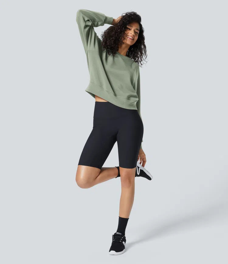 SpacerTek Round Neck Raglan Sleeve Solid Casual Sweatshirt