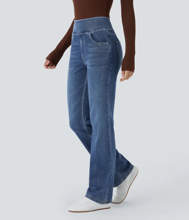 Halara Flex High Waisted Pockets Washed Casual Bootcut Jeans