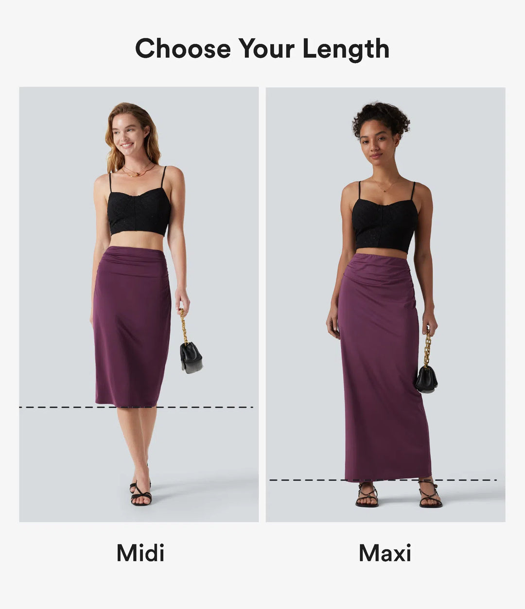 High Waisted Ruched Stretchy Satin-Like InstantCool Maxi Casual Pencil Skirt