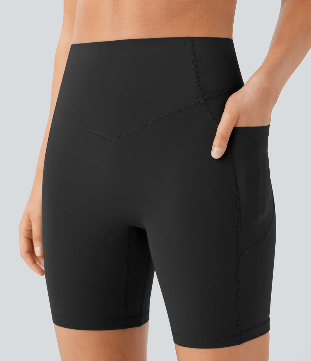 Halara UltraSculpt High Waisted Scrunch Butt Lifting Tummy Control Side Pocket Shaping Workout Biker Shorts 7&