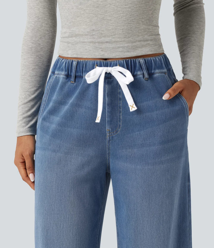 Halara Flex Mid Rise Wide Leg Casual Jeans with Pockets