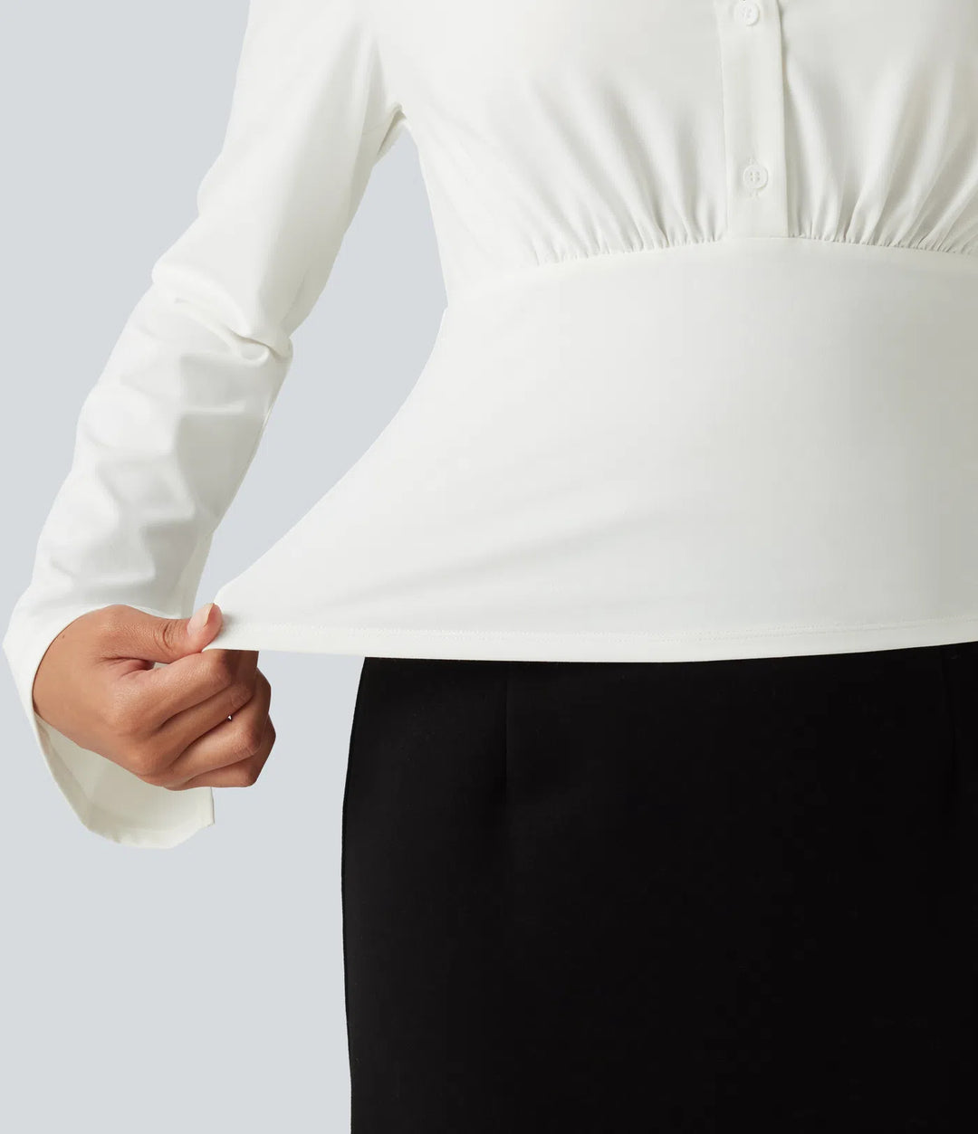 Flounce Long Sleeve Work Shirt