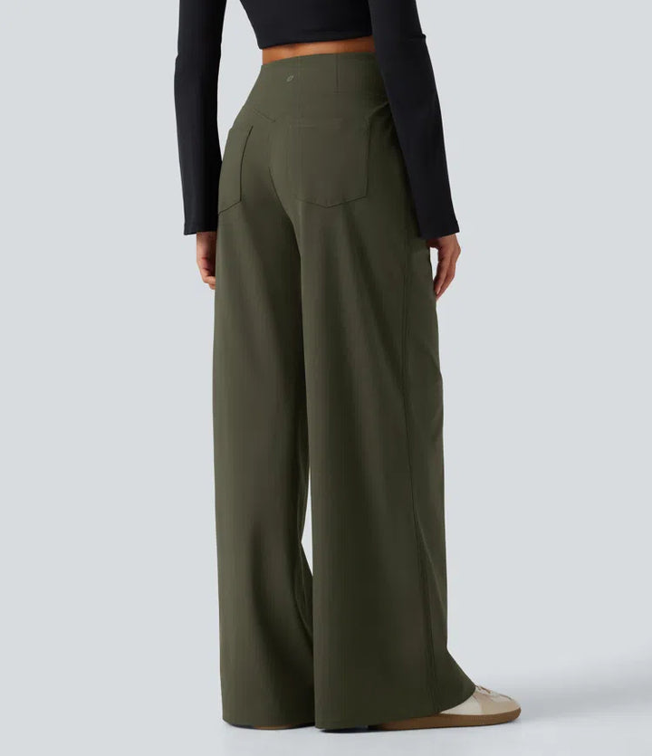 DayStretch High Waisted Wide Leg Casual Pants with Pockets