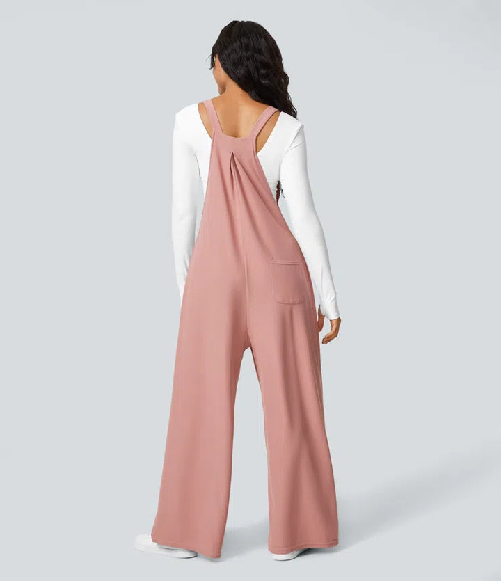 Pockets Waffle Casual Overalls