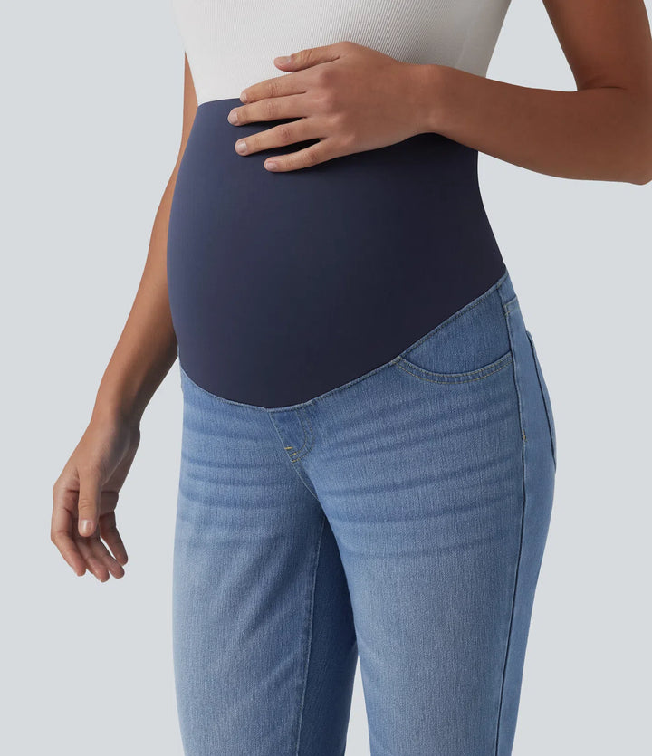 Halara Flex Super High Waisted Skinny 7/8 Casual Maternity Jeans with Pockets