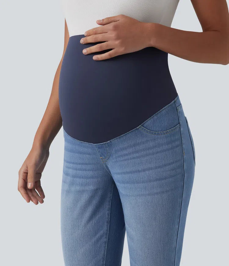 Halara Flex Super High Waisted Skinny 7/8 Casual Maternity Jeans with Pockets