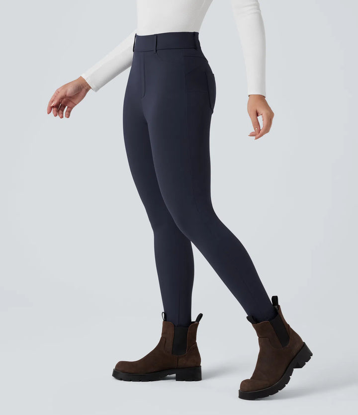 SoftlyZero Plush Thermal High Waisted Casual 7/8 Leggings with Pockets