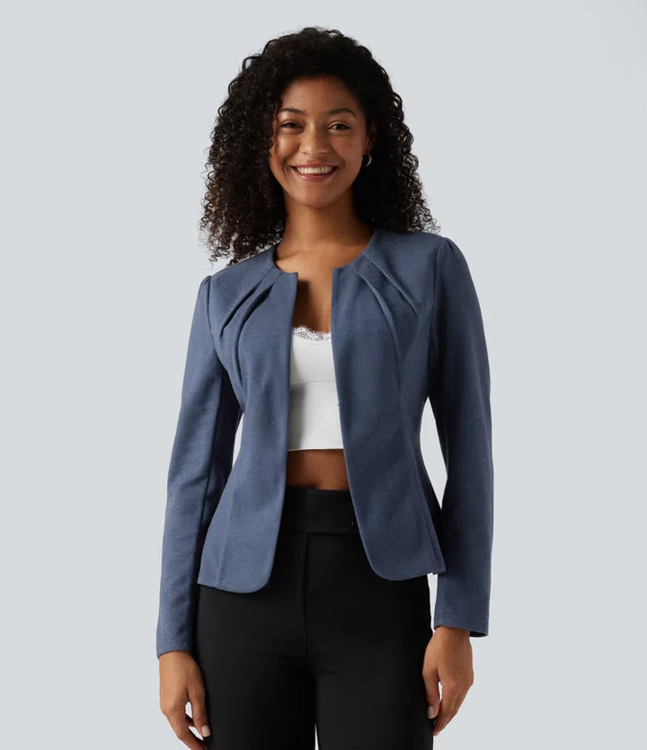 Round Neck Hook and Eye Work Blazer