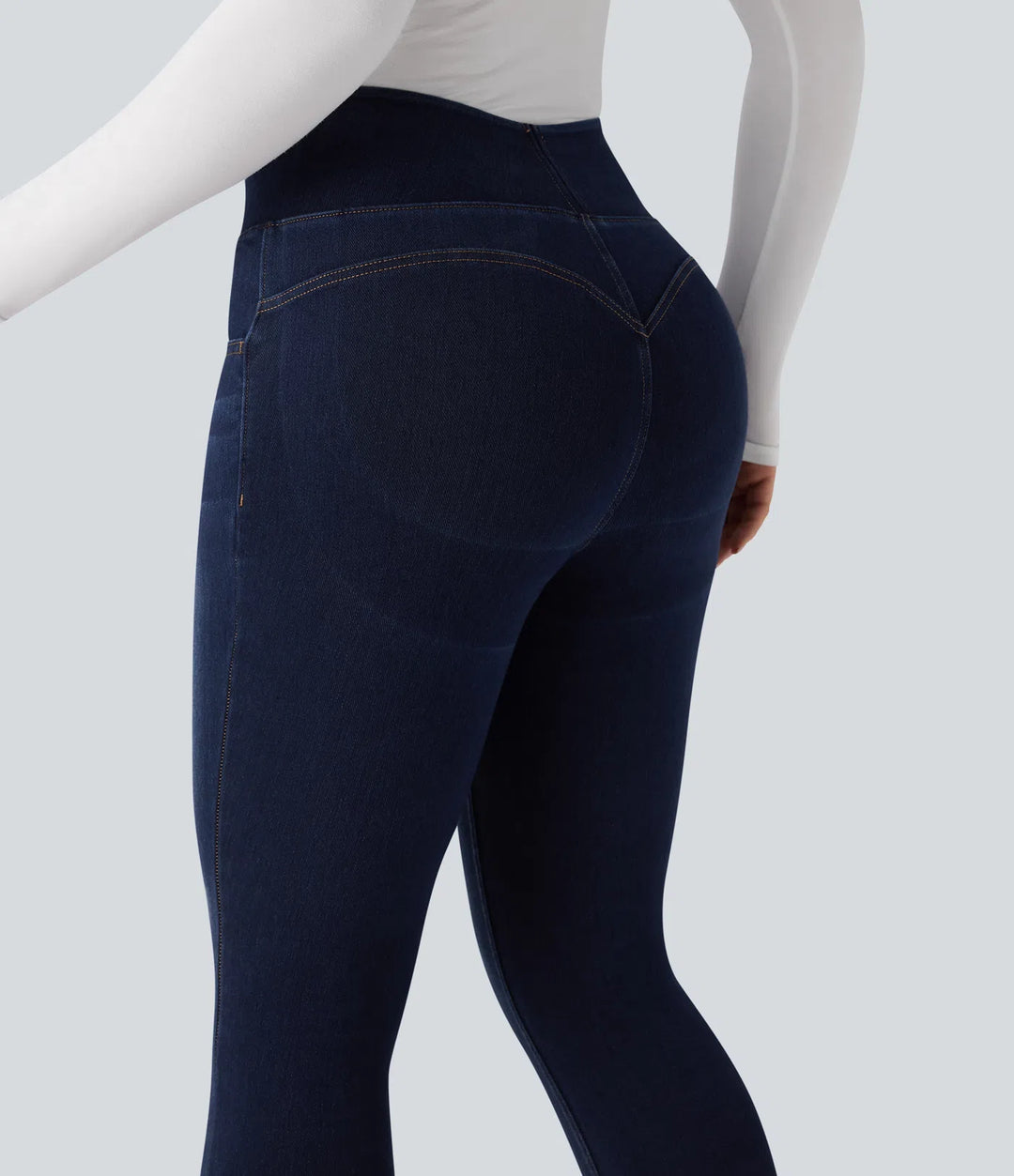 Halara Flex High Waisted Tummy Control Butt Lifting Denim Casual Leggings with Pockets