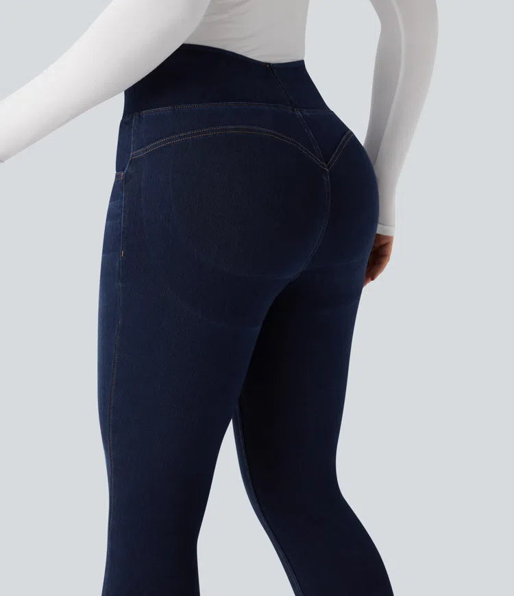 Halara Flex High Waisted Tummy Control Butt Lifting Denim Casual Leggings with Pockets