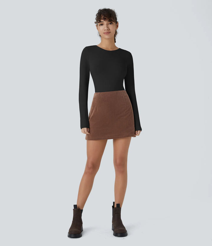 Round Neck Long Sleeve Casual Bodysuit