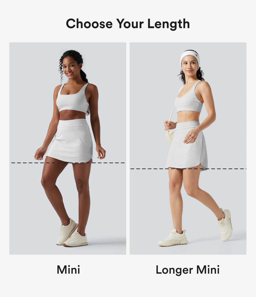 High Waisted Stripes 2-in-1 Bodycon Mini Golf Skirt with Pockets