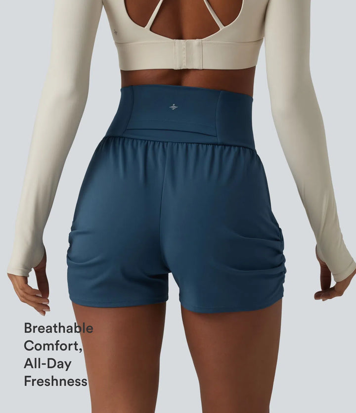 SoftlyZero Airy High Waisted Ruched InstantCool Yoga Shorts 3&