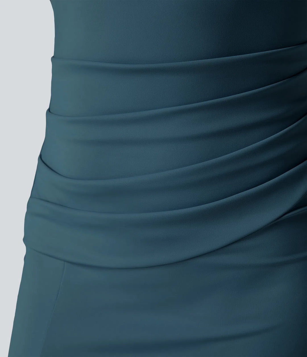 SoftlyZero Airy Square Neck Backless Corset Ruched Split Bodycon Midi InstantCool Bridesmaid and Wedding Guest Dress