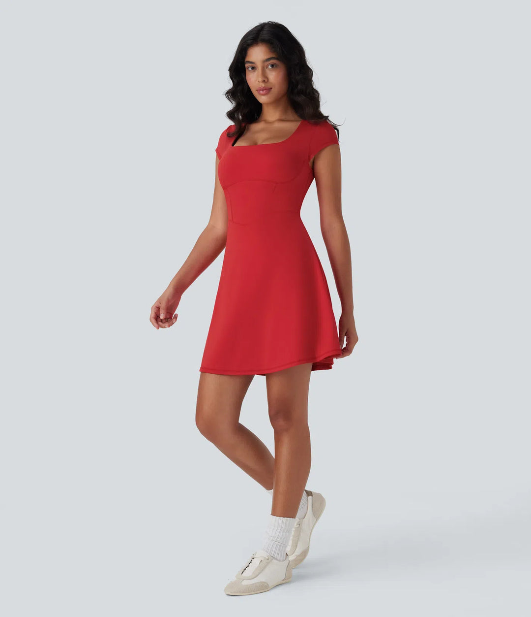 SoftlyZero Plush Square Neck Corset 2-in-1 Mini Casual Dress with Pockets