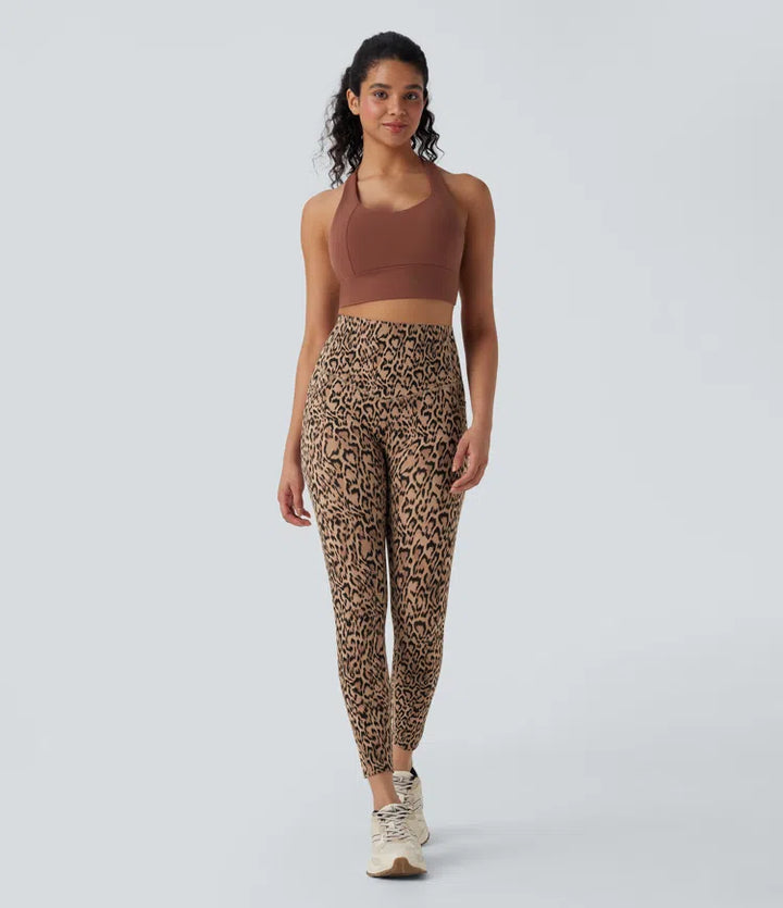 Halara UltraSculpt Leopard Print High Waisted Tummy Control Yoga Leggings with Pockets