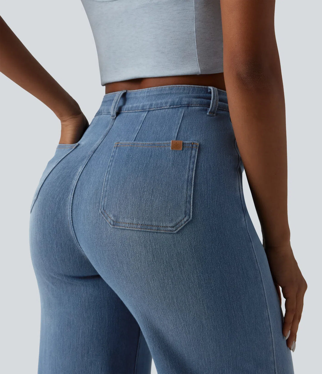 Halara Flex Curvy High Waisted Tummy Control Wide Leg Casual Jeans with Pockets