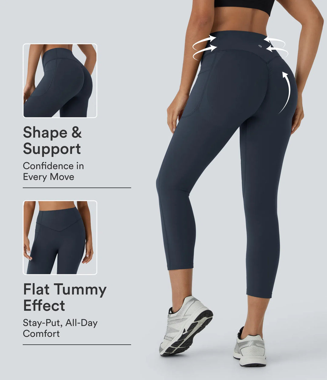 Halara UltraSculpt High Waisted Scrunch Butt Lifting Tummy Control Pocket Shaping Capri Training Leggings