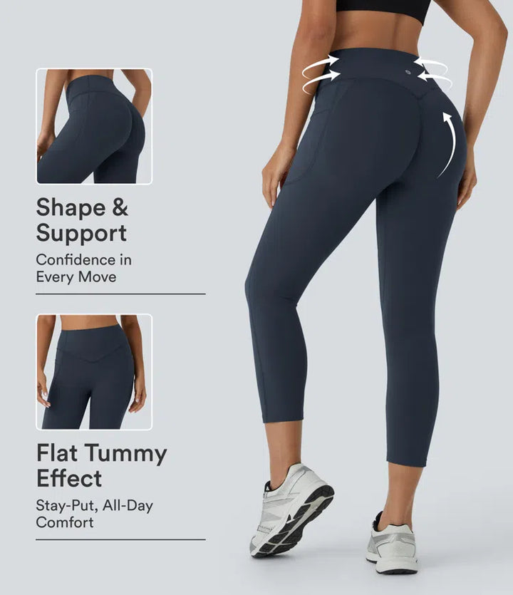 Halara UltraSculpt High Waisted Scrunch Butt Lifting Tummy Control Pocket Shaping Capri Training Leggings