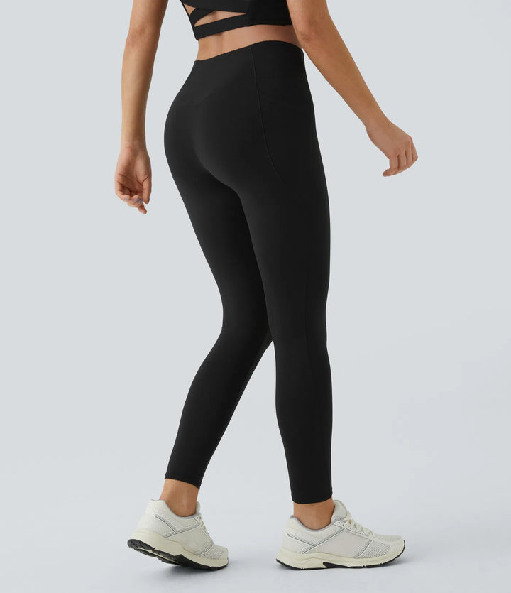Patitoff 2.0 Pet Hair Resistant High Waisted Crossover Side Pocket Yoga Leggings