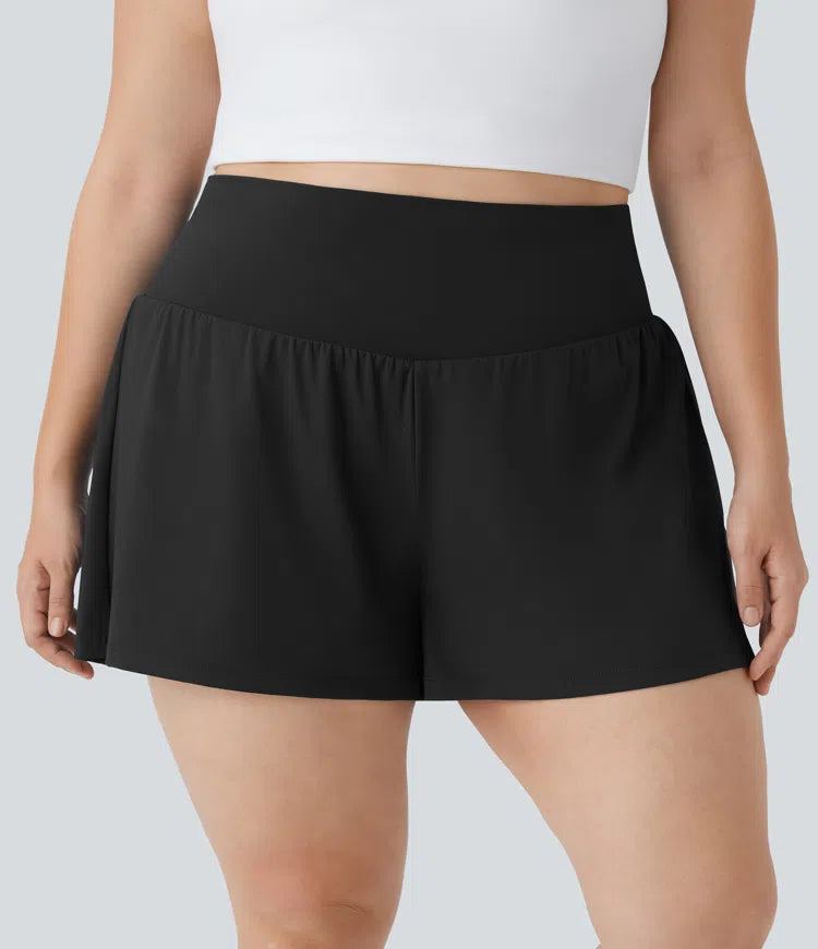 Super High Waisted Pocket &amp; Pocket 2-in-1 Yoga Plus Size Shorts 4&