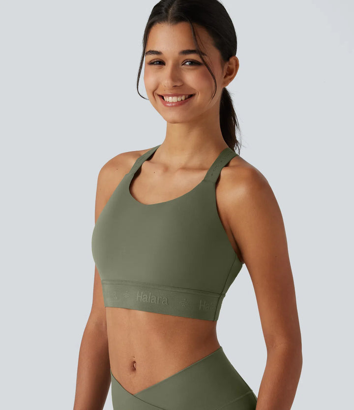 SpeedWave Medium Support U Neck Built-in Bra Quick Dry Running Sports Bra DD-F Cups