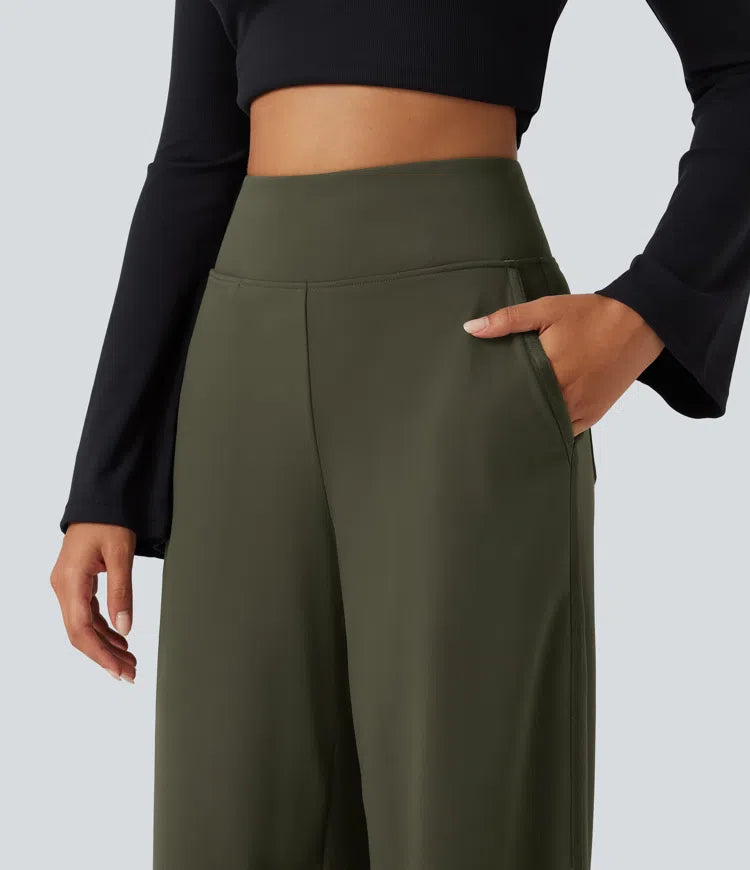 DayStretch High Waisted Wide Leg Casual Pants with Pockets