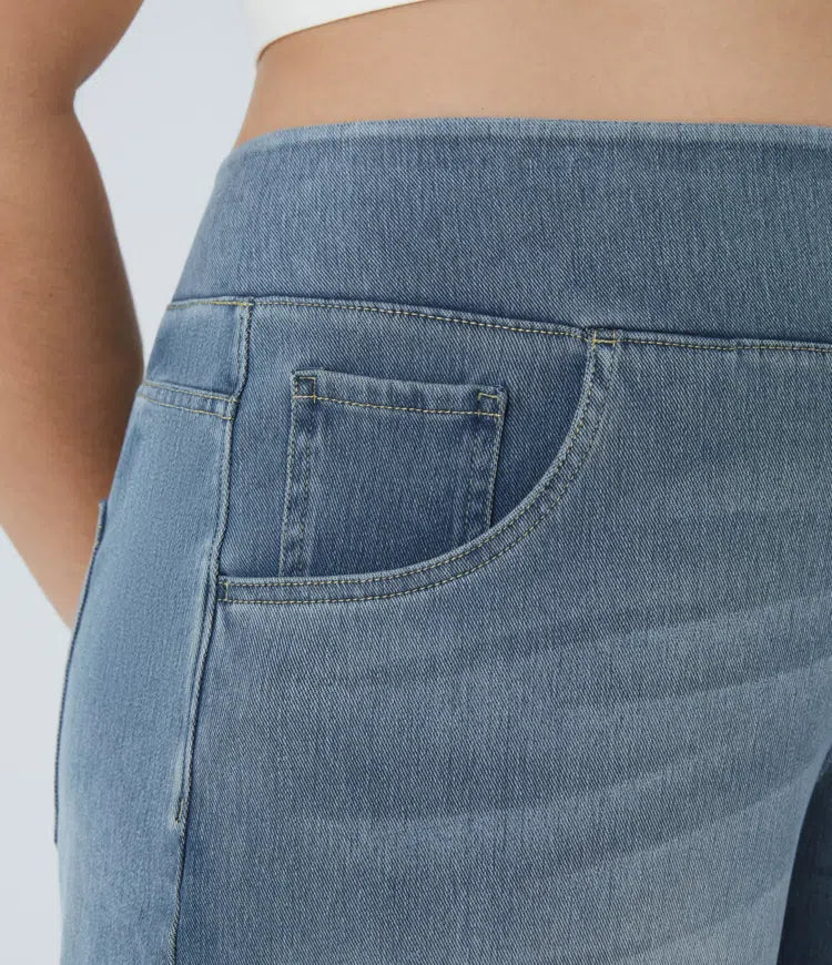 Halara Flex High Waisted Pockets Baggy Wide Leg Washed Casual Plus Size Jeans