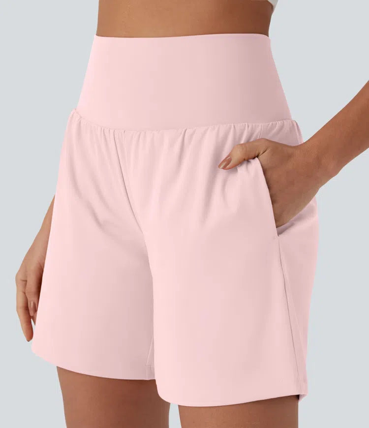 SoftlyZero Airy Super High Waisted 2-in-1 InstantCool Yoga Shorts 7" with Pockets
