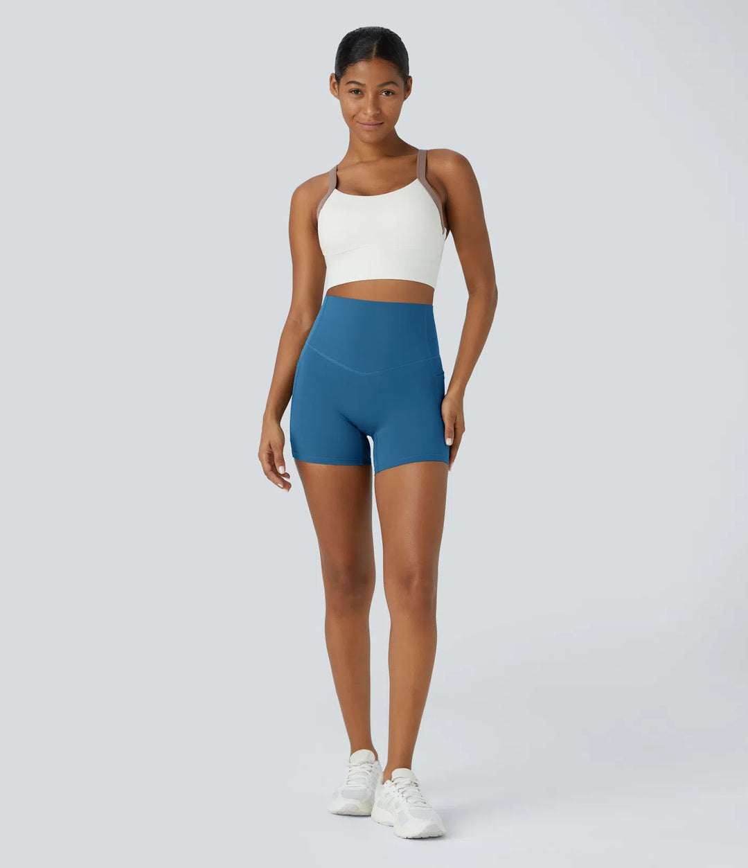 Halara UltraSculpt High Waisted Tummy Control Side Pocket Shaping Training Biker Shorts 5&