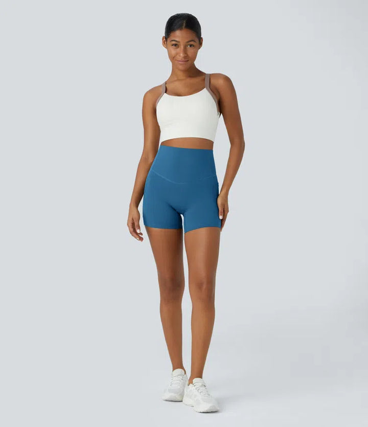 Halara UltraSculpt High Waisted Tummy Control Side Pocket Shaping Training Biker Shorts 5&