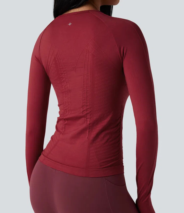 OneForm Seamless Flow Round Neck Long Sleeve Thumb Hole Yoga Sports Top