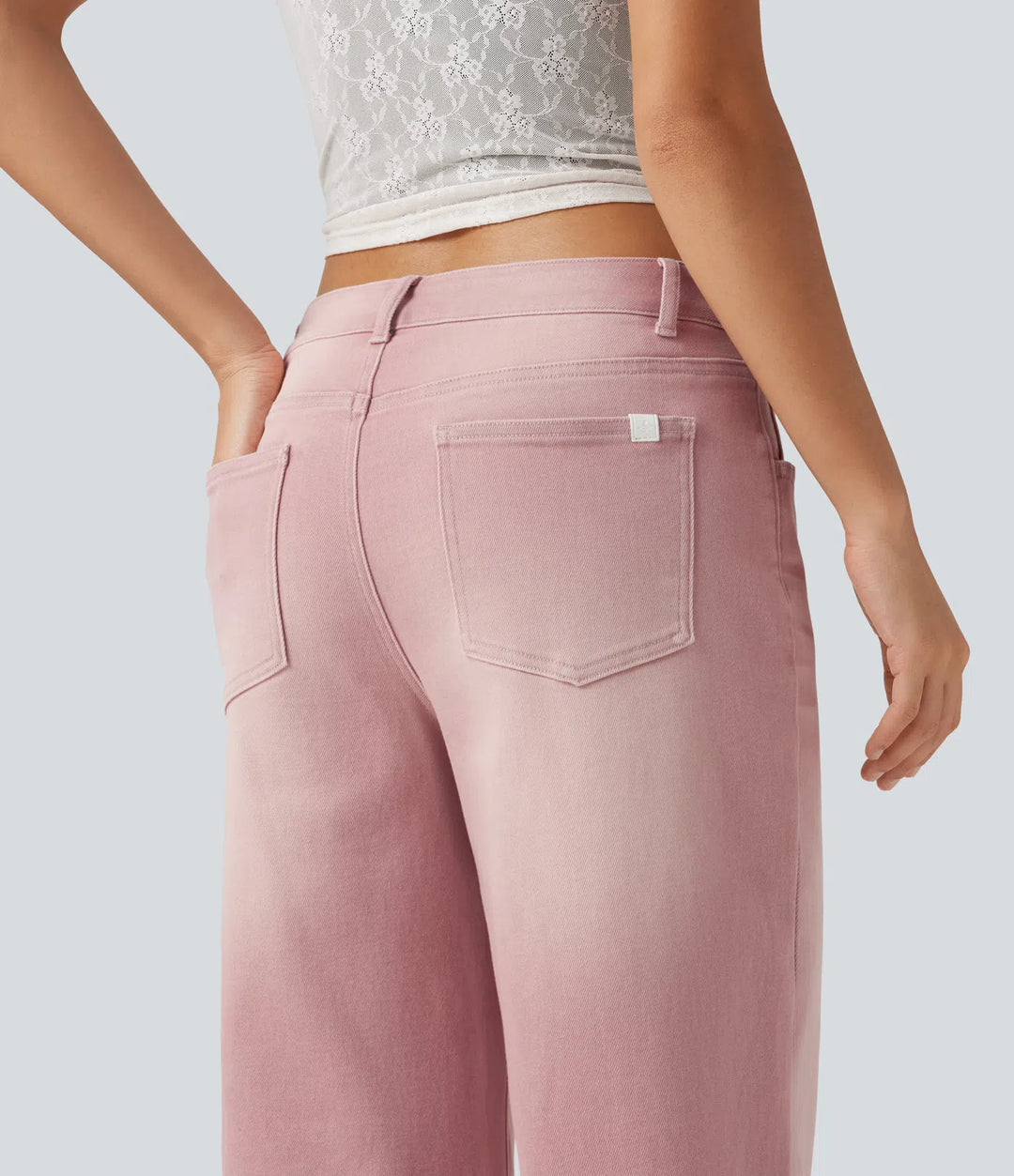 Low Rise Asymmetric Wide Leg Colorful Casual Jeans with Pockets
