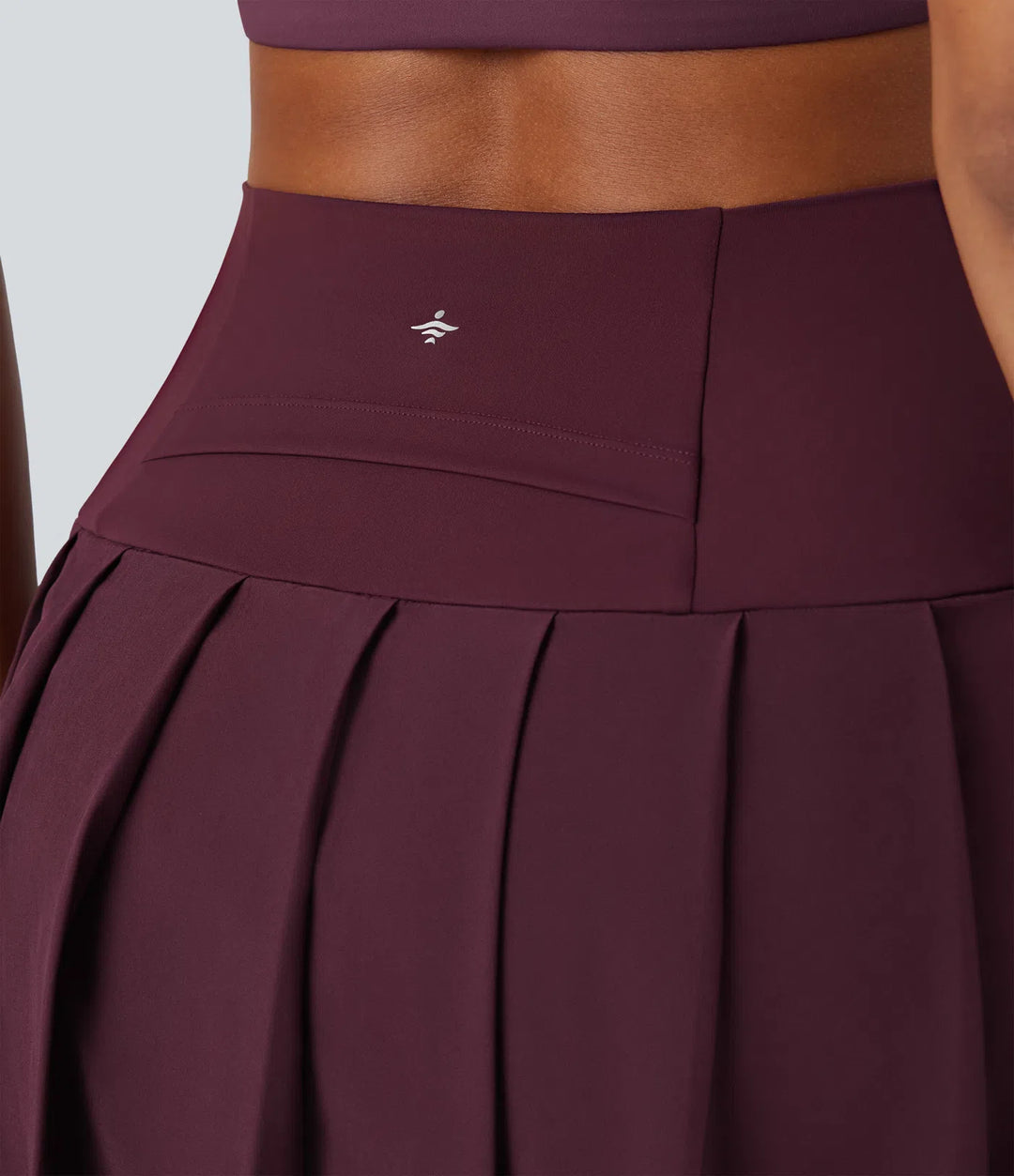 Breezeful High Waisted Pleated 2-in-1 Contrast Mesh Quick Dry Dance Stirrup Skirted Leggings with Pockets