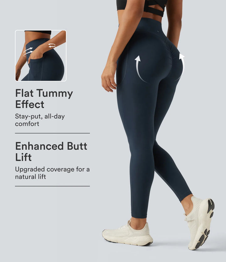 Halara UltraSculpt High Waisted Scrunch Butt Lifting Tummy Control Shaping Training Leggings with Pockets