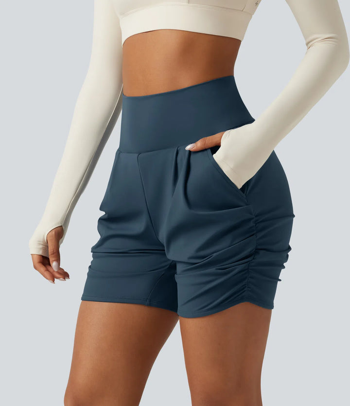 SoftlyZero Airy High Waisted Ruched InstantCool Yoga Shorts 5&