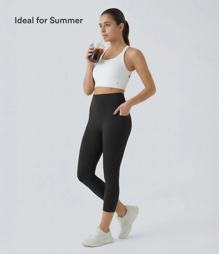 Halara UltraSculpt High Waisted Tummy Control Pocket Shaping Training Capri Leggings