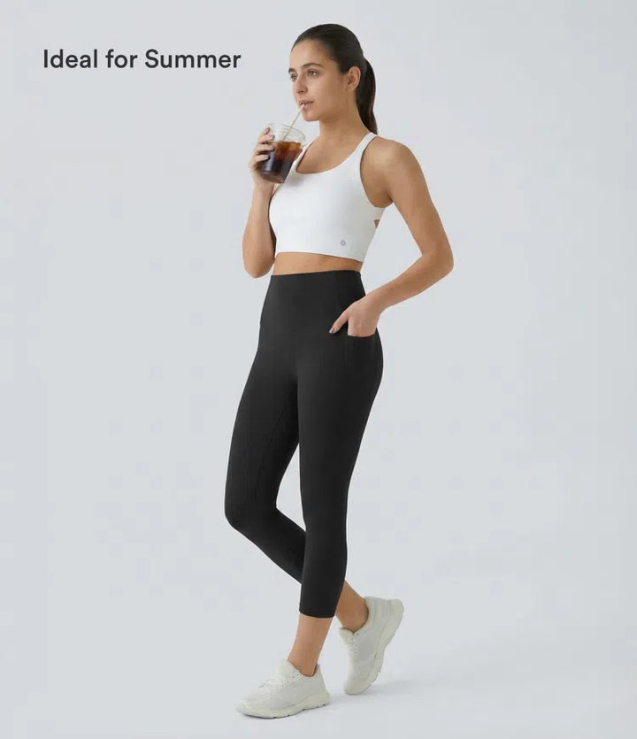 Halara UltraSculpt High Waisted Tummy Control Pocket Shaping Training Capri Leggings