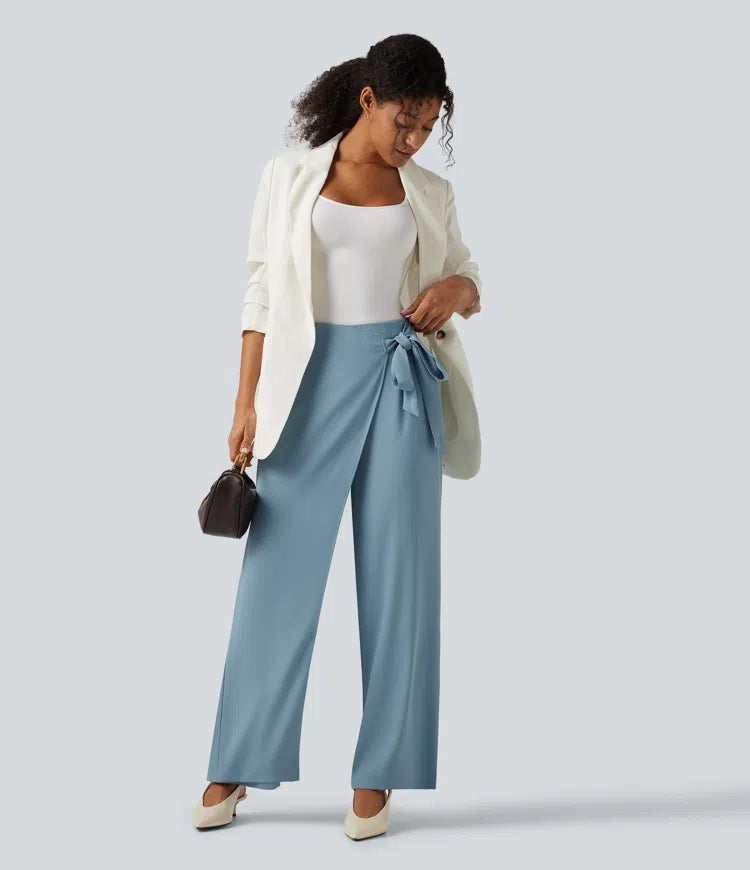 Halara Flex High Waisted Tie Side Wide Leg Work Pants