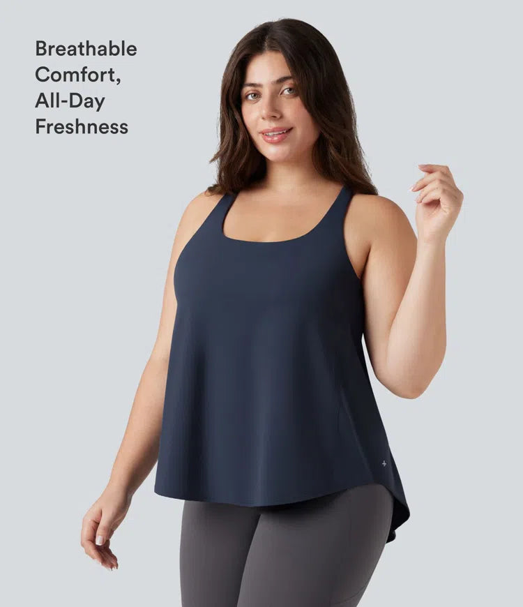Plus Size Halara UltraSculpt Round Neck Curved Hem Running Tank Top