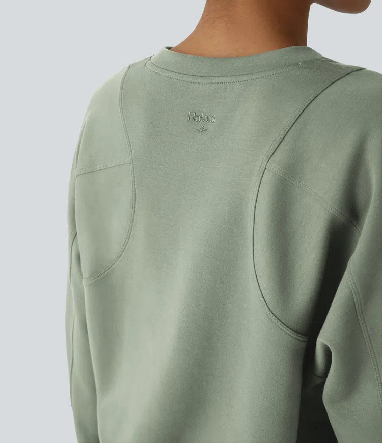SpacerTek Round Neck Raglan Sleeve Solid Casual Sweatshirt